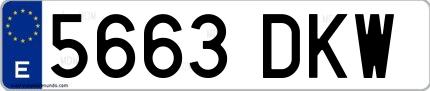 Ejemplo de matrícula española 5663 DKW