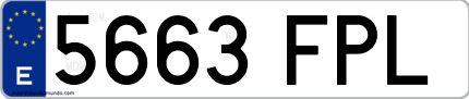 Ejemplo de matrícula de coche ordinaria 5663 FPL