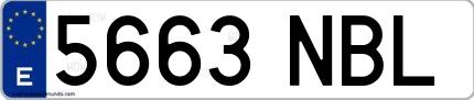 Ejemplo de matrícula española 5663 NBL