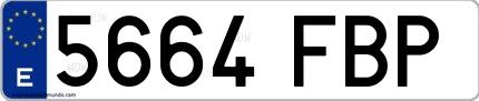 Ejemplo de matrícula española 5664 FBP