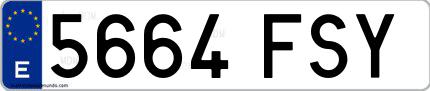 Ejemplo de matrícula española 5664 FSY