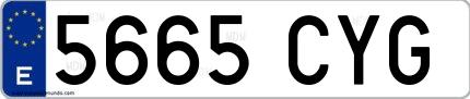 Ejemplo de matrícula española 5665 CYG