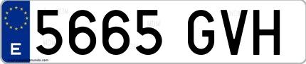 Ejemplo de matrícula española 5665 GVH