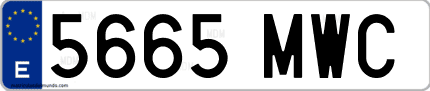 Ejemplo de matrícula de coche ordinaria 5665 MWC