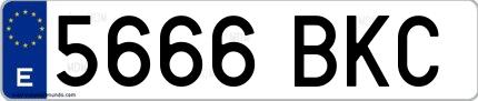 Ejemplo de matrícula española 5666 BKC