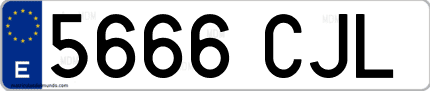 Ejemplo de matrícula de coche ordinaria 5666 CJL