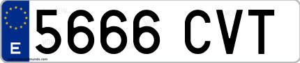 Ejemplo de matrícula de coche ordinaria 5666 CVT