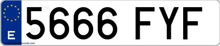 Ejemplo de matrícula española 5666 FYF