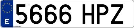 Ejemplo de matrícula española 5666 HPZ