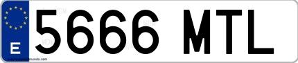 Ejemplo de matrícula española 5666 MTL