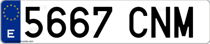 Ejemplo de matrícula de coche ordinaria 5667 CNM