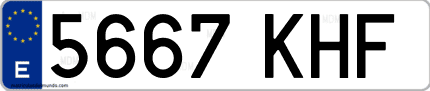 Ejemplo de matrícula de coche ordinaria 5667 KHF