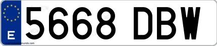 Ejemplo de matrícula española 5668 DBW