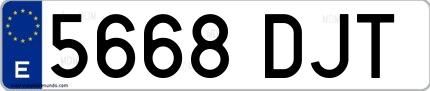 Ejemplo de matrícula española 5668 DJT