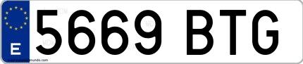 Ejemplo de matrícula española 5669 BTG