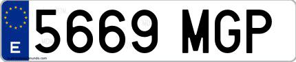 Ejemplo de matrícula española 5669 MGP