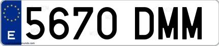 Ejemplo de matrícula española 5670 DMM