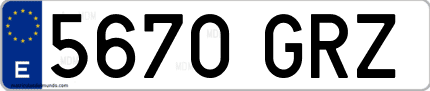 Ejemplo de matrícula de coche ordinaria 5670 GRZ