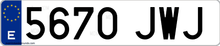 Ejemplo de matrícula de coche ordinaria 5670 JWJ