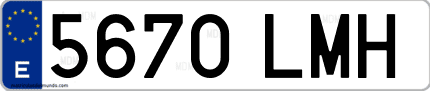 Ejemplo de matrícula de coche ordinaria 5670 LMH