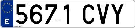 Ejemplo de matrícula española 5671 CVY