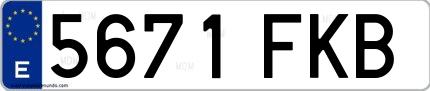 Ejemplo de matrícula española 5671 FKB