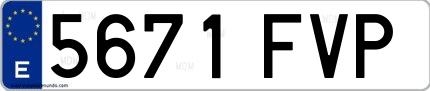 Ejemplo de matrícula española 5671 FVP