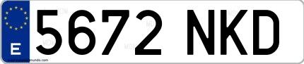 Ejemplo de matrícula española 5672 NKD