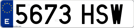 Ejemplo de matrícula de coche ordinaria 5673 HSW