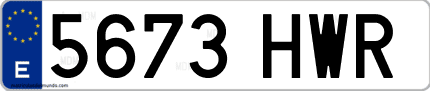 Ejemplo de matrícula de coche ordinaria 5673 HWR