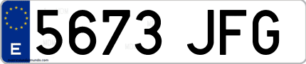 Ejemplo de matrícula de coche ordinaria 5673 JFG