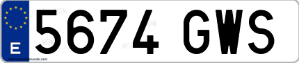 Ejemplo de matrícula de coche ordinaria 5674 GWS