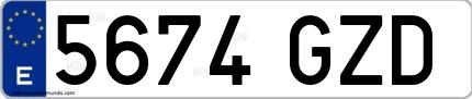 Ejemplo de matrícula española 5674 GZD