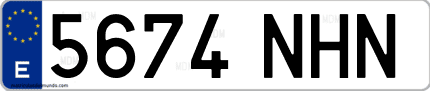 Ejemplo de matrícula de coche ordinaria 5674 NHN