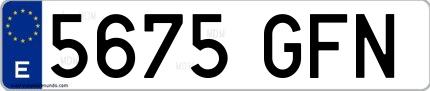Ejemplo de matrícula española 5675 GFN