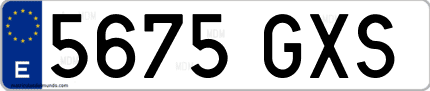 Ejemplo de matrícula de coche ordinaria 5675 GXS