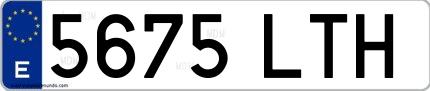 Ejemplo de matrícula española 5675 LTH