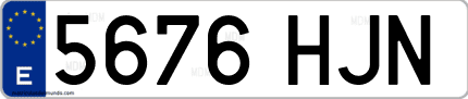 Ejemplo de matrícula de coche ordinaria 5676 HJN