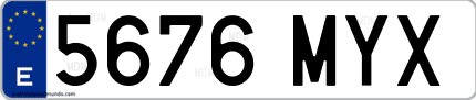 Ejemplo de matrícula de coche ordinaria 5676 MYX