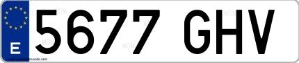 Ejemplo de matrícula española 5677 GHV