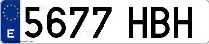 Ejemplo de matrícula española 5677 HBH