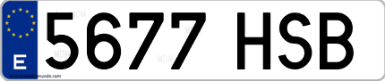 Ejemplo de matrícula de coche ordinaria 5677 HSB