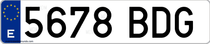 Ejemplo de matrícula de coche ordinaria 5678 BDG
