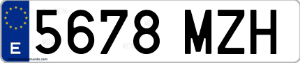 Ejemplo de matrícula de coche ordinaria 5678 MZH