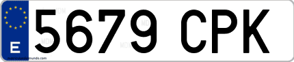 Ejemplo de matrícula de coche ordinaria 5679 CPK