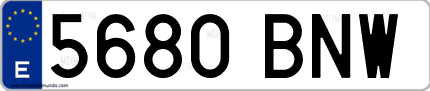 Ejemplo de matrícula de coche ordinaria 5680 BNW