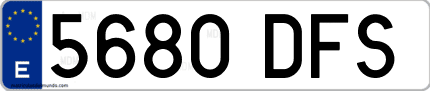 Ejemplo de matrícula de coche ordinaria 5680 DFS