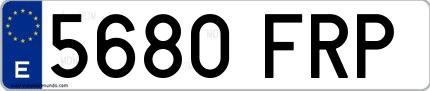 Ejemplo de matrícula española 5680 FRP