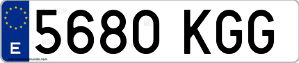 Ejemplo de matrícula de coche ordinaria 5680 KGG