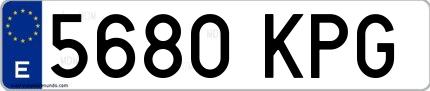 Ejemplo de matrícula española 5680 KPG